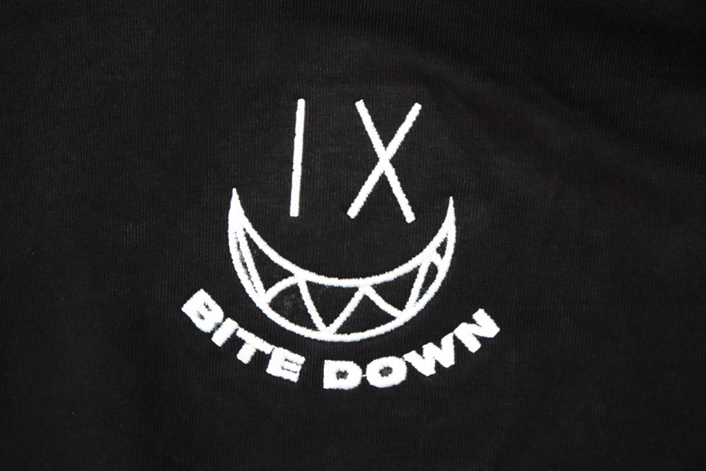 Close-up of the embroidered logo